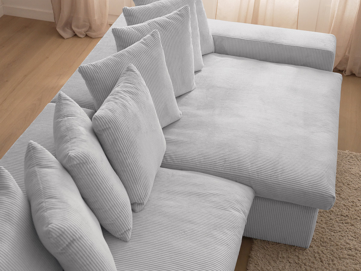 Canapé d'angle fixe ENORE velours côtelé avec pouf