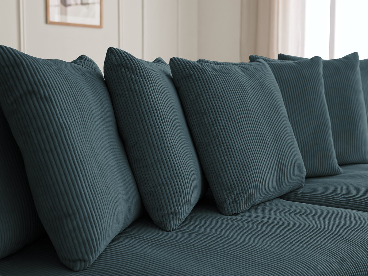 Canapé d'angle fixe ENORE velours côtelé avec pouf