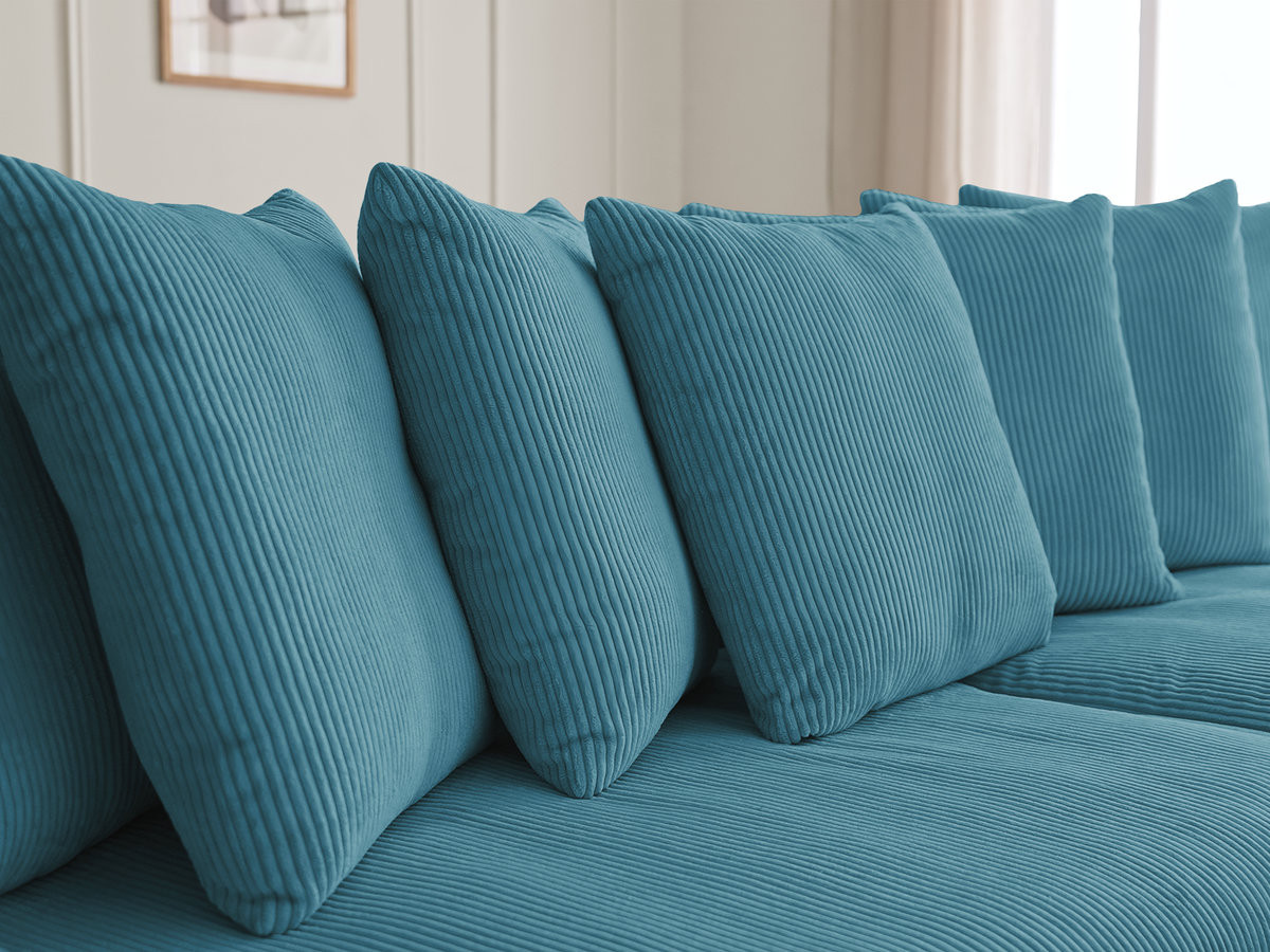 Canapé d'angle fixe ENORE velours côtelé avec pouf