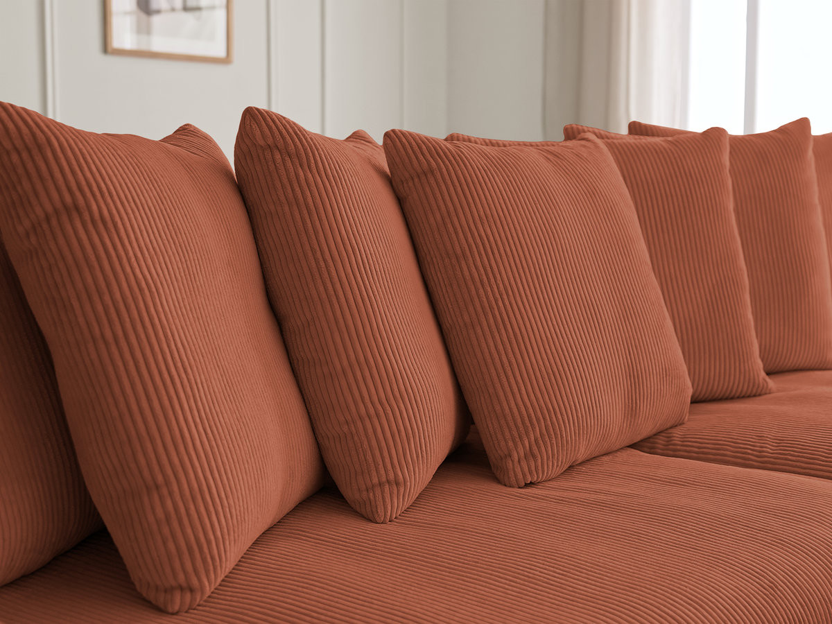 Canapé d'angle fixe ENORE velours côtelé avec pouf