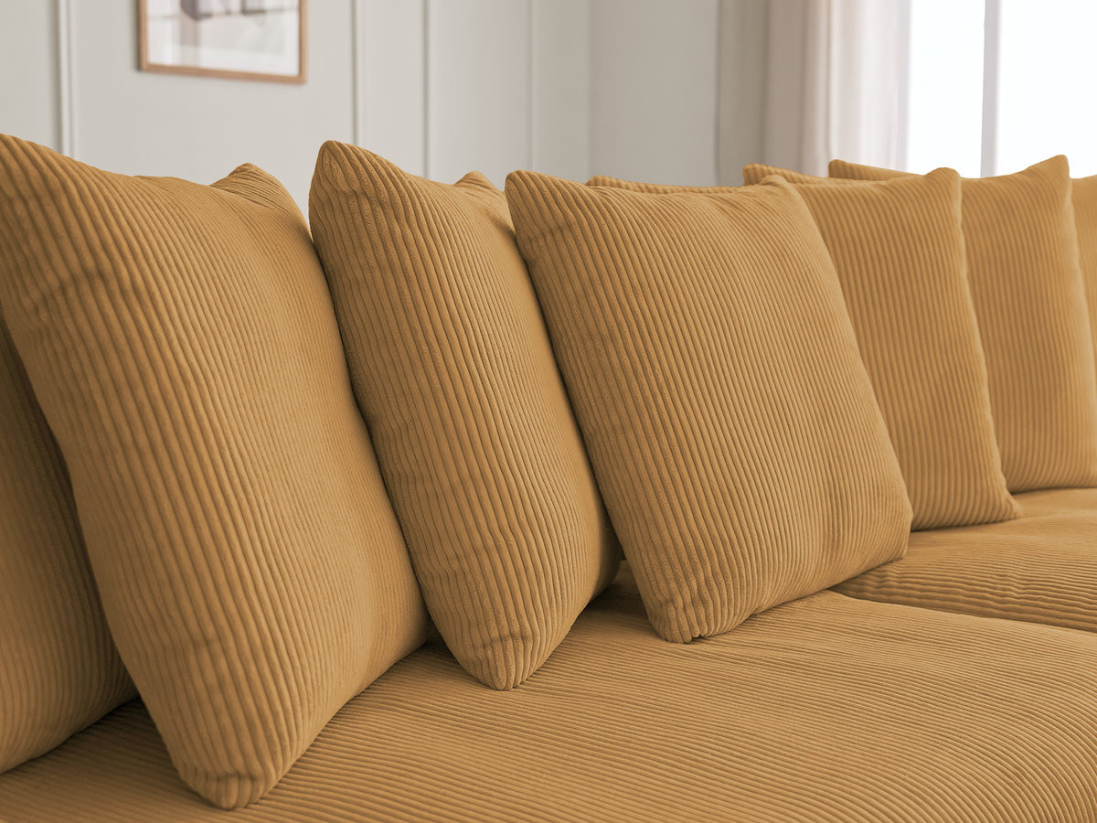 Canapé d'angle fixe ENORE velours côtelé avec pouf