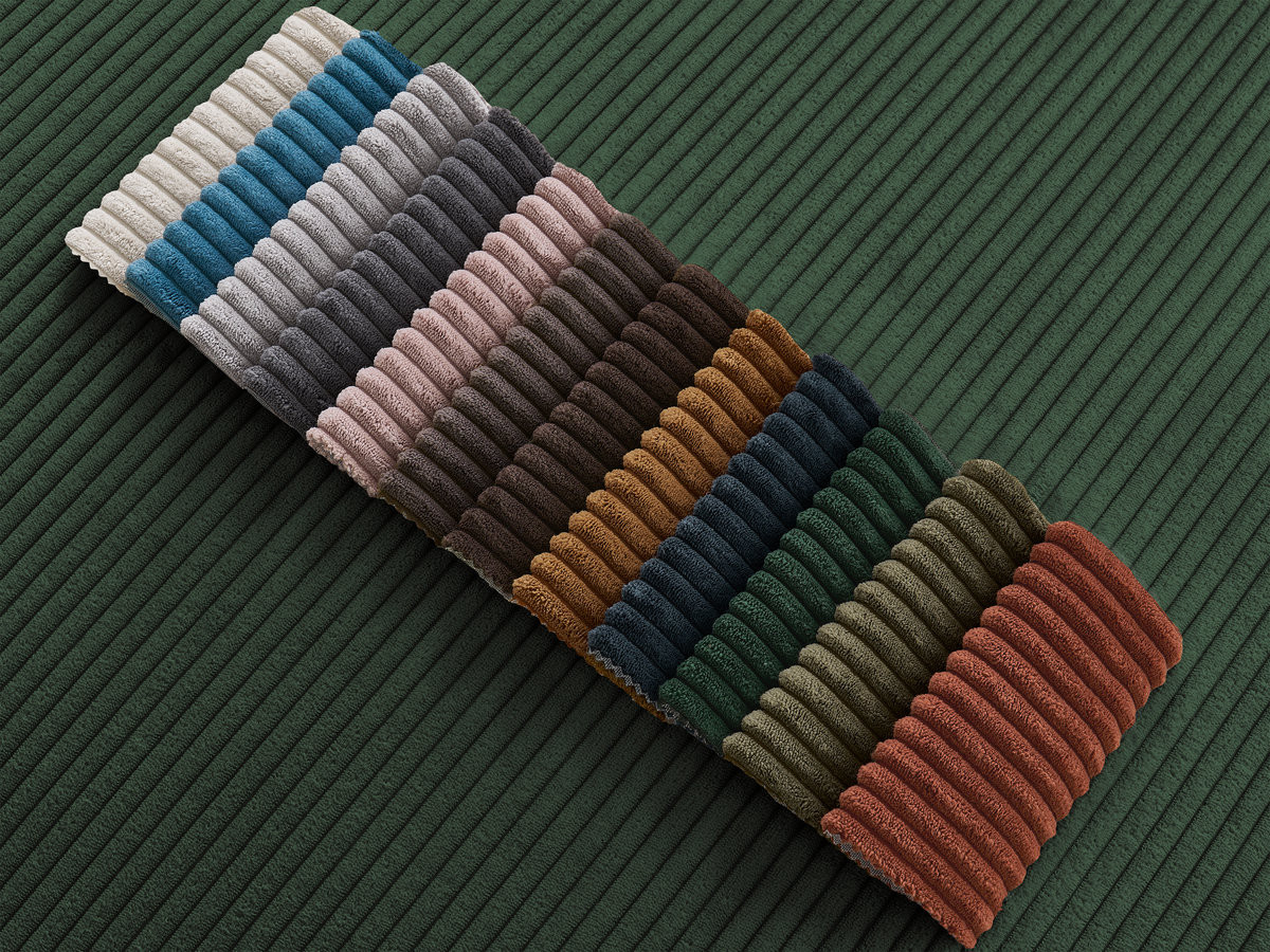 Canapé d'angle ENORE velours côtelé avec pouf vert foncé — vue 5