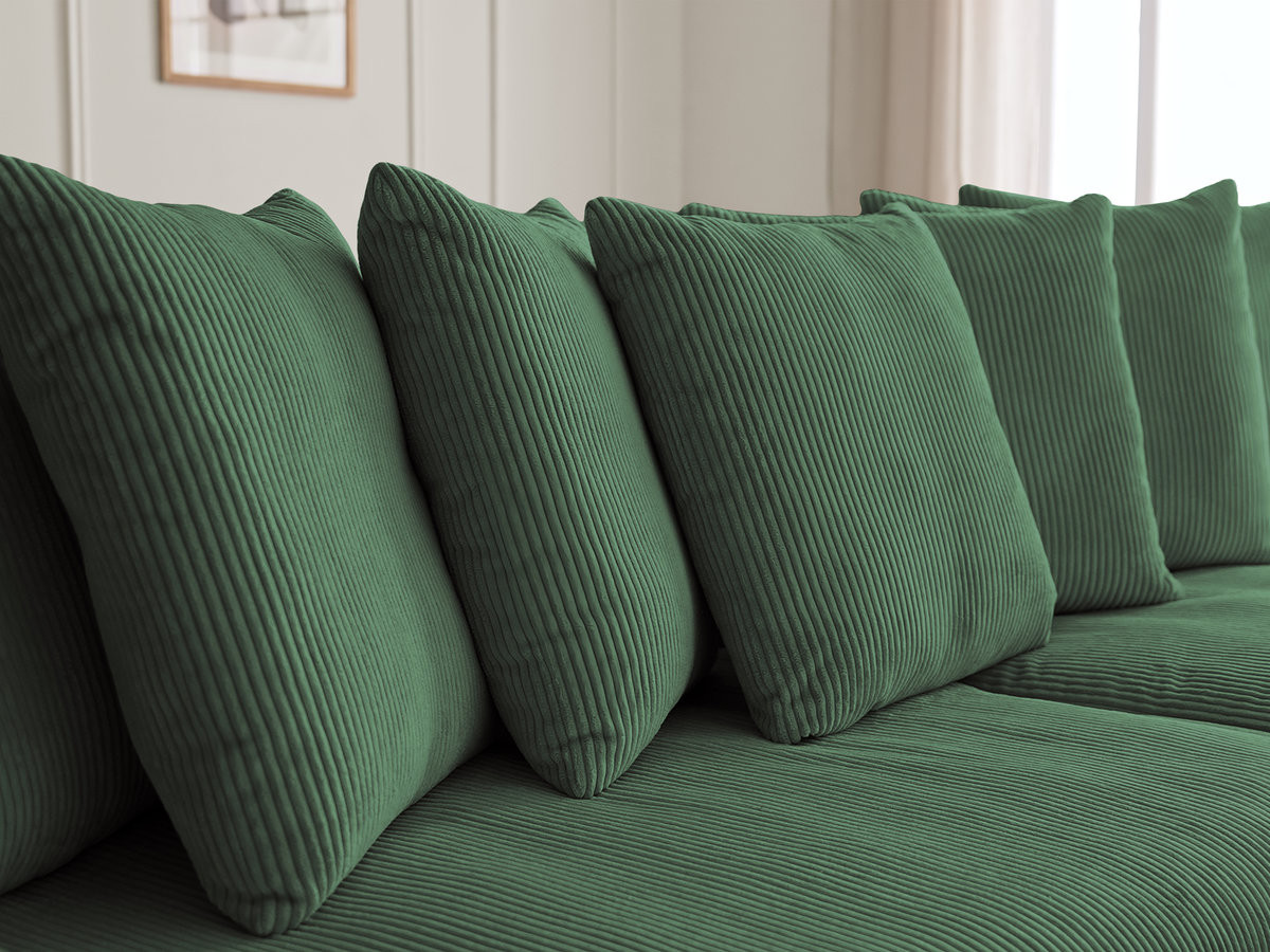 Canapé d'angle fixe ENORE velours côtelé avec pouf