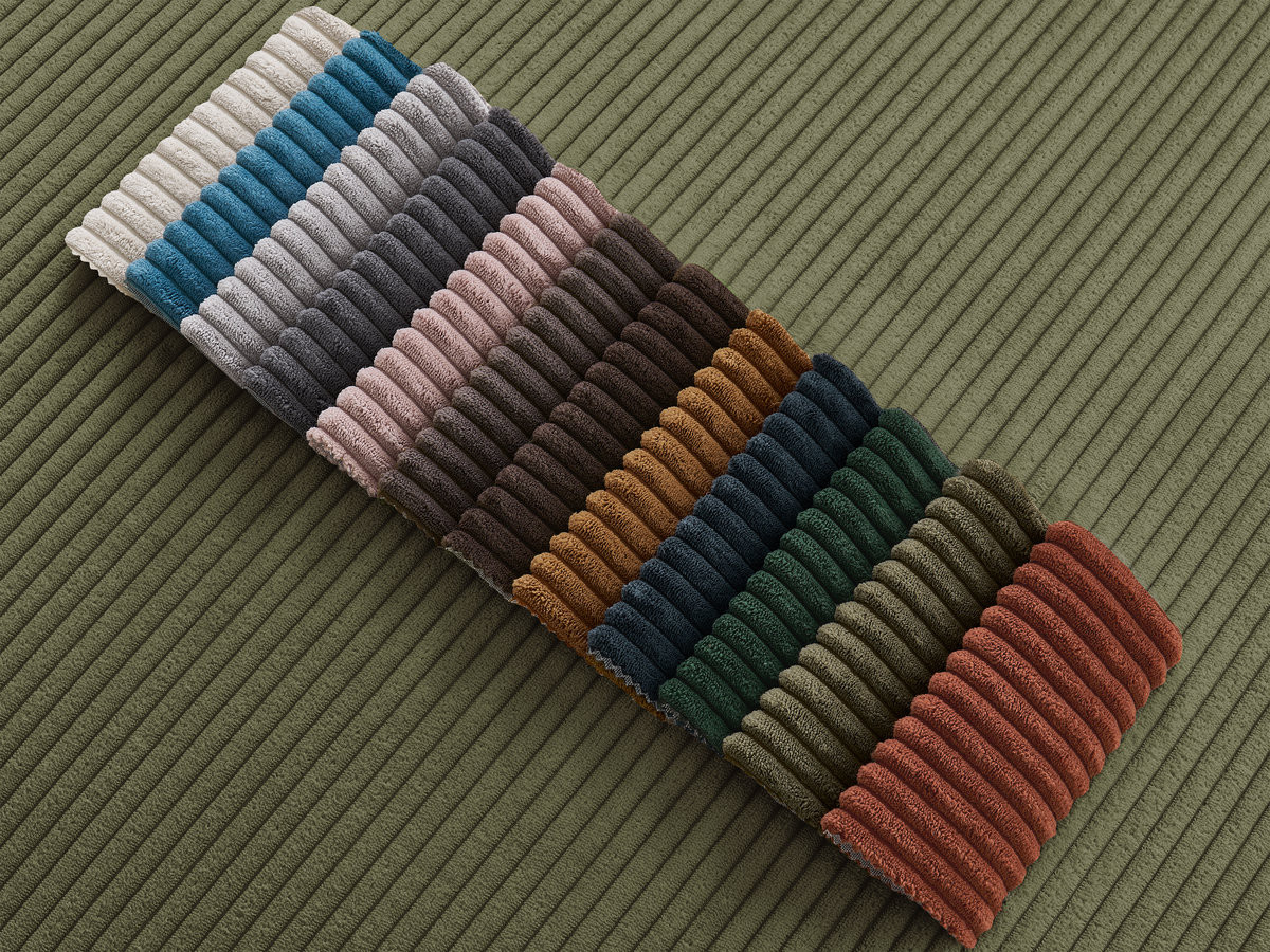 Canapé d'angle ENORE velours côtelé avec pouf vert clair — vue 5