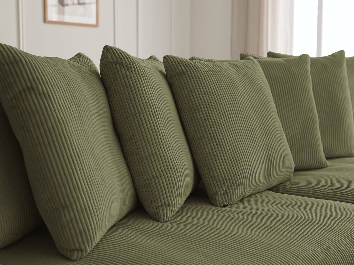 Canapé d'angle fixe ENORE velours côtelé avec pouf