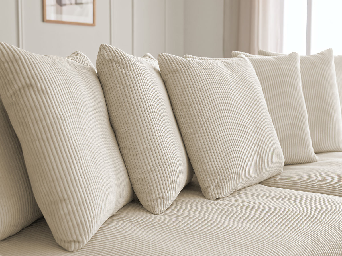 Canapé d'angle fixe ENORE velours côtelé avec pouf