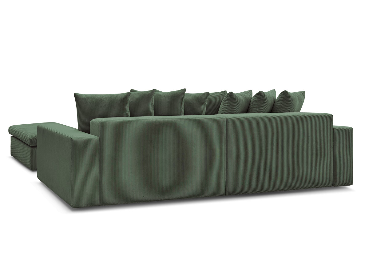 Canapé d'angle fixe ENORE velours côtelé avec pouf