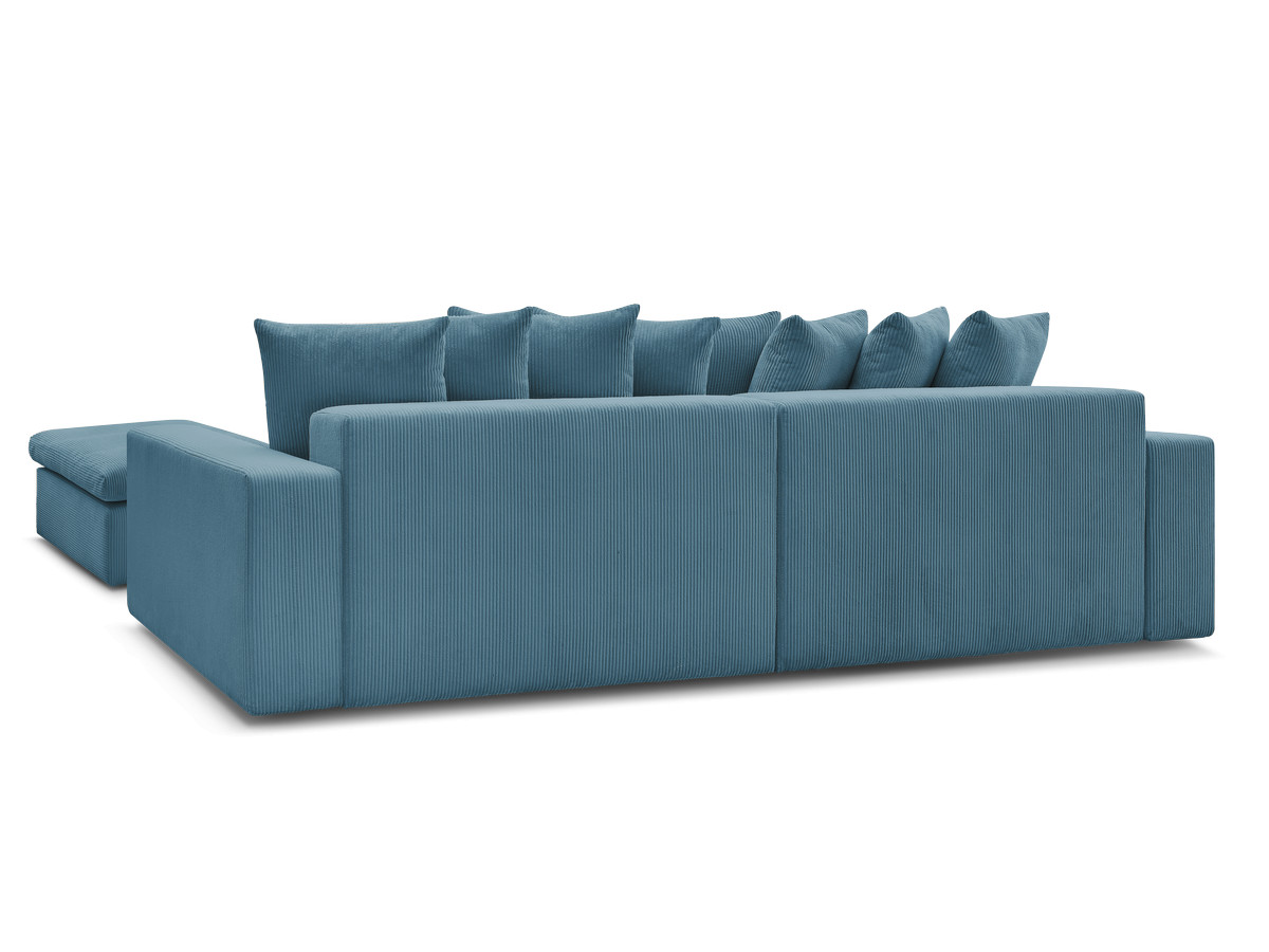 Canapé d'angle fixe ENORE velours côtelé avec pouf