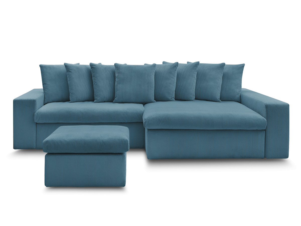 Canapé d'angle fixe ENORE velours côtelé avec pouf
