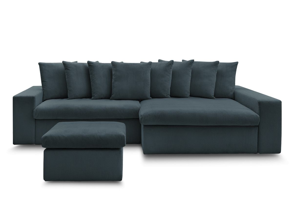 Canapé d'angle fixe ENORE velours côtelé avec pouf