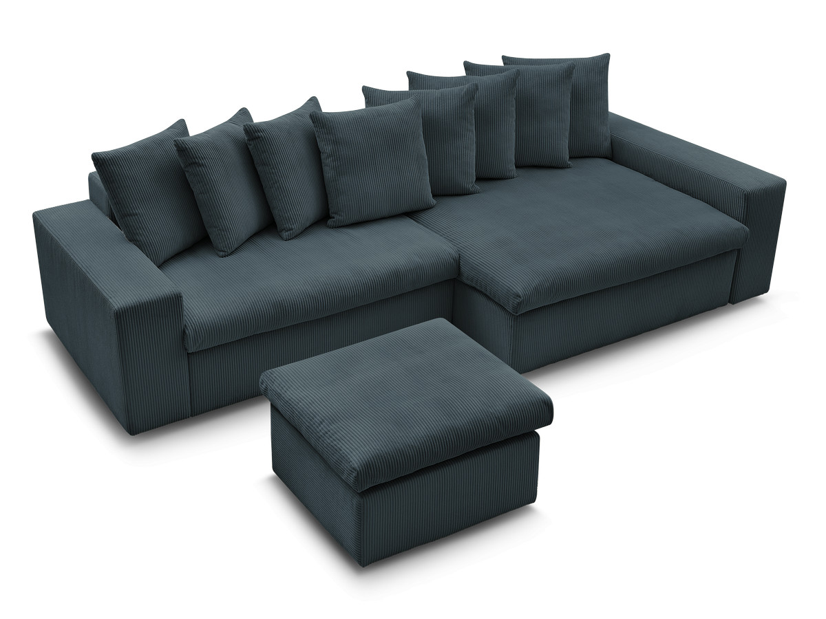 Canapé d'angle fixe ENORE velours côtelé avec pouf