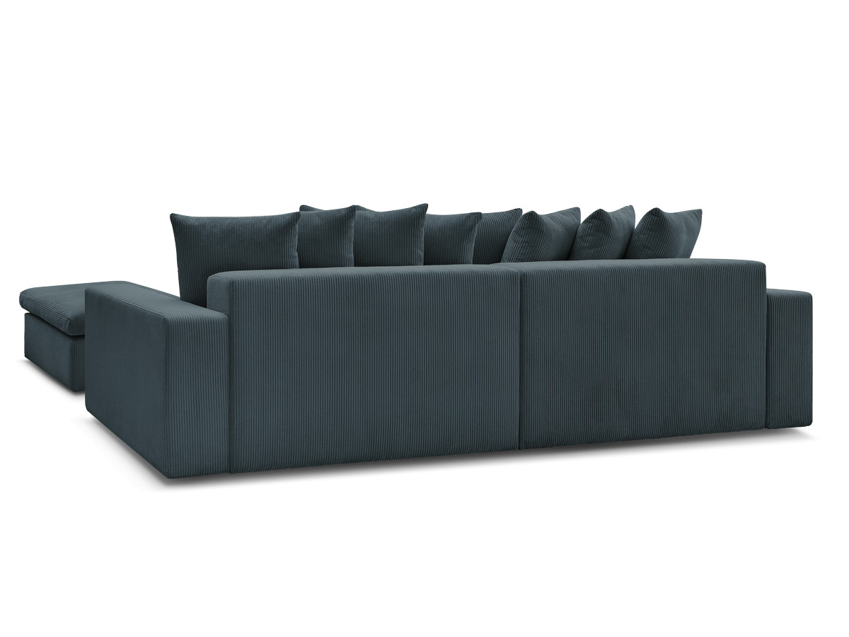 Canapé d'angle fixe ENORE velours côtelé avec pouf