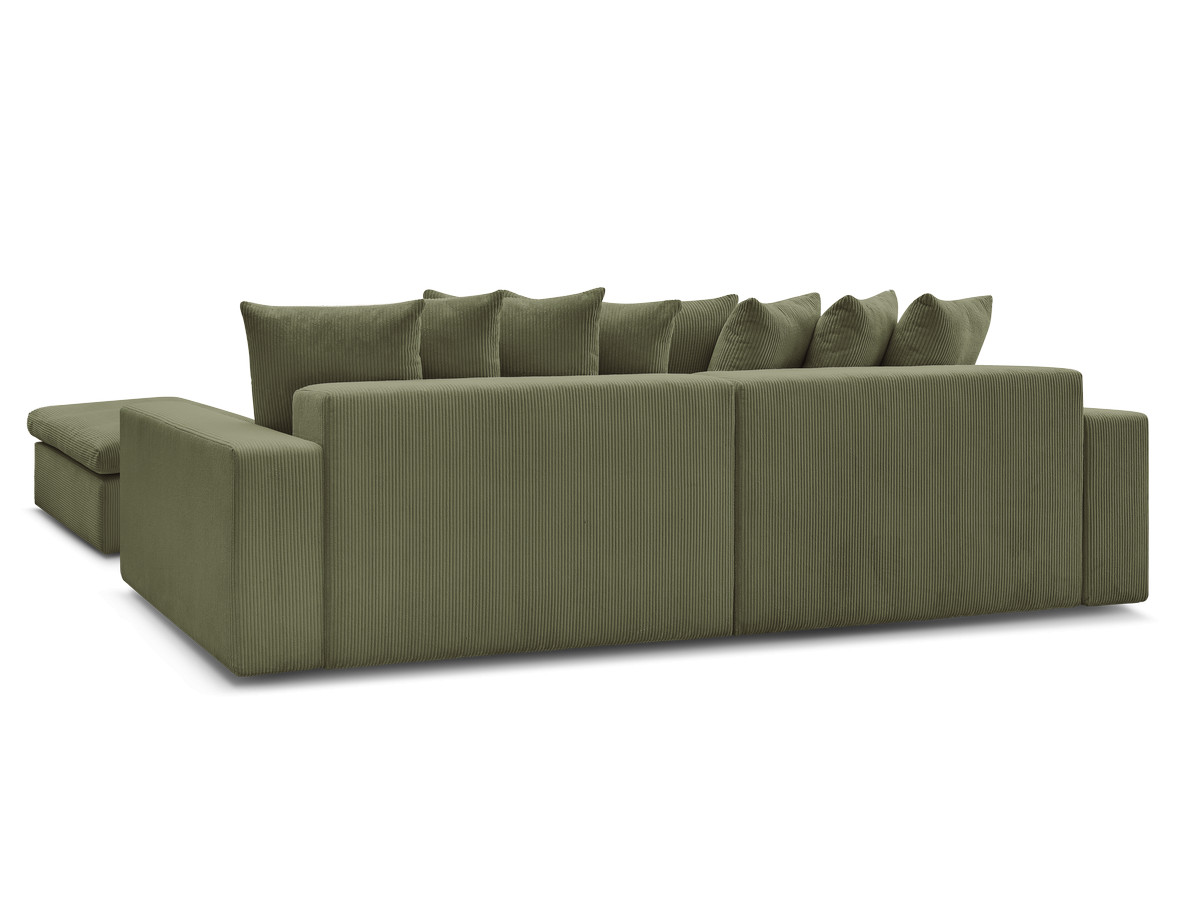 Canapé d'angle fixe ENORE velours côtelé avec pouf