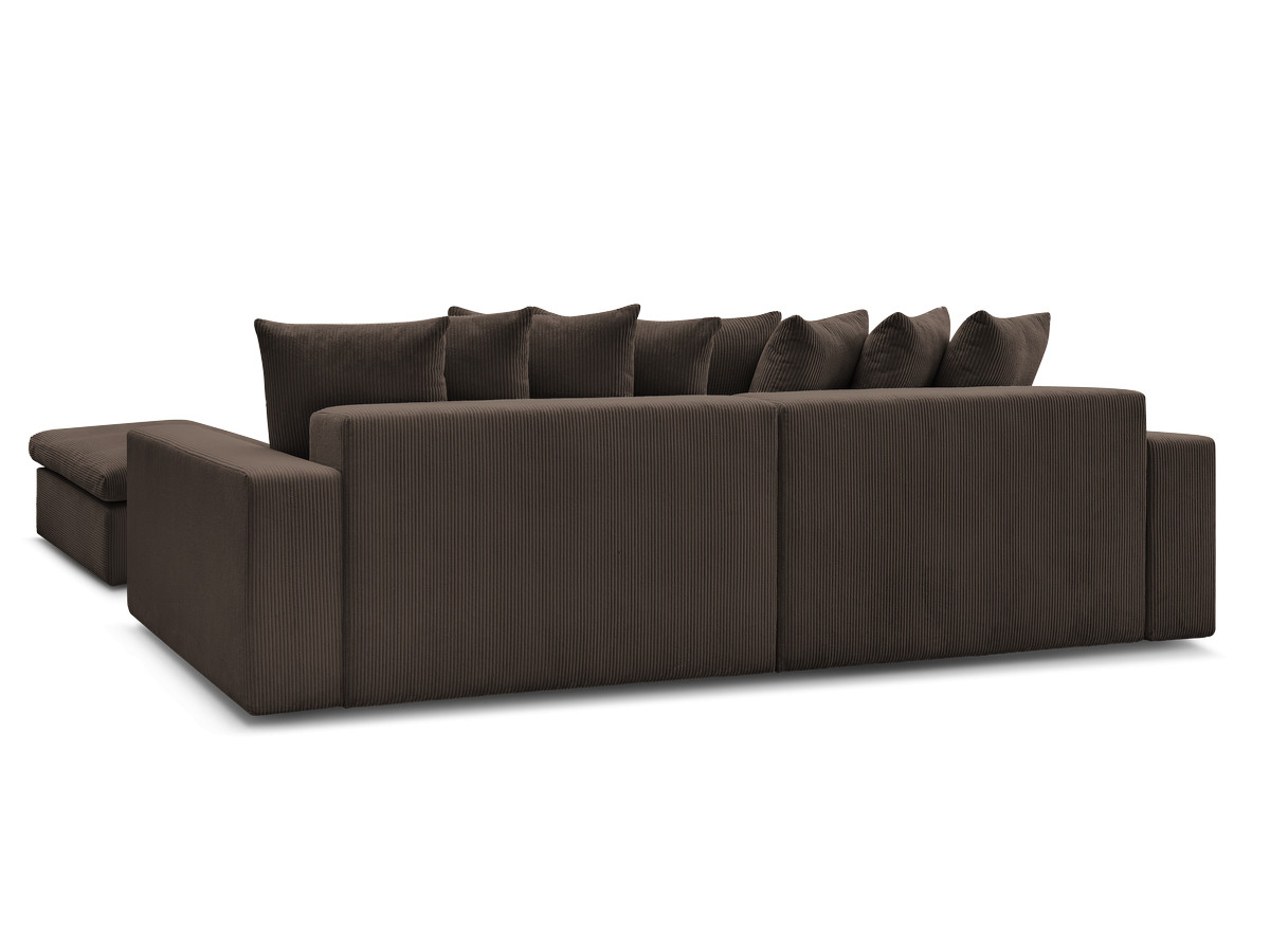 Canapé d'angle fixe ENORE velours côtelé avec pouf