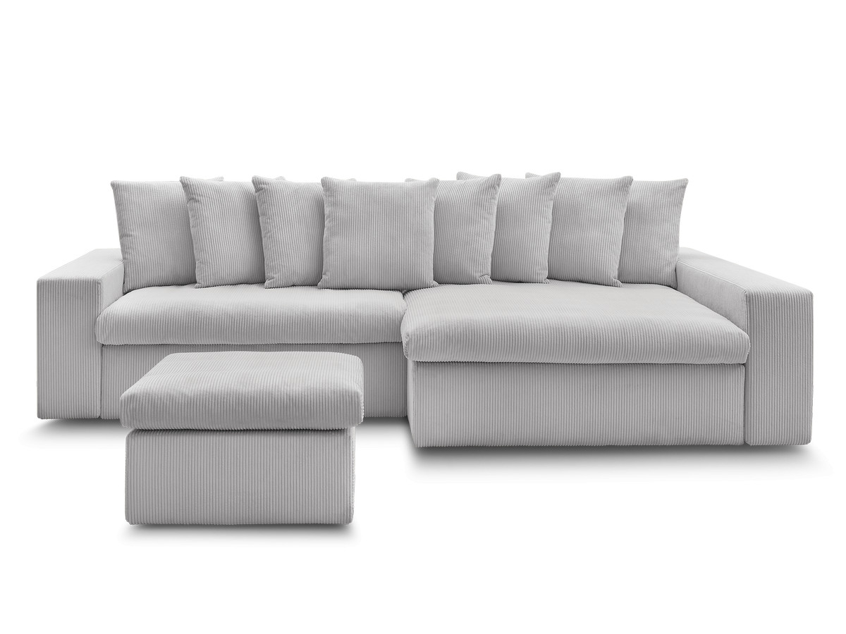 Canapé d'angle fixe ENORE velours côtelé avec pouf