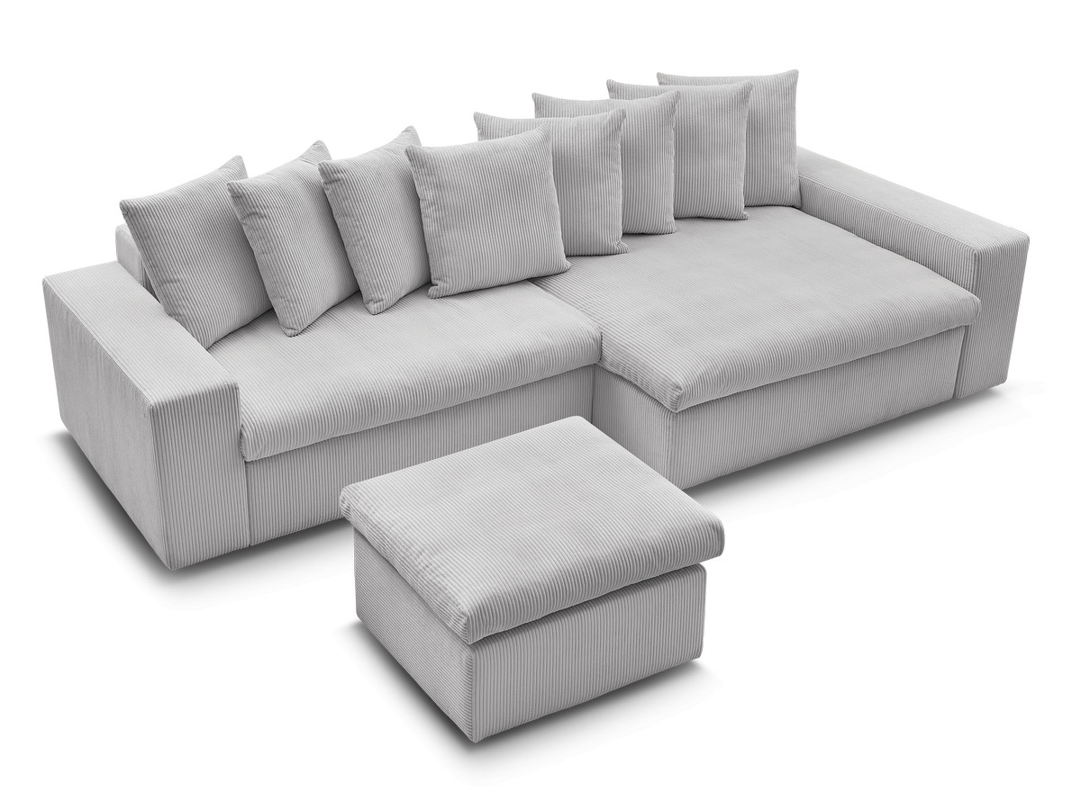 Canapé d'angle fixe ENORE velours côtelé avec pouf