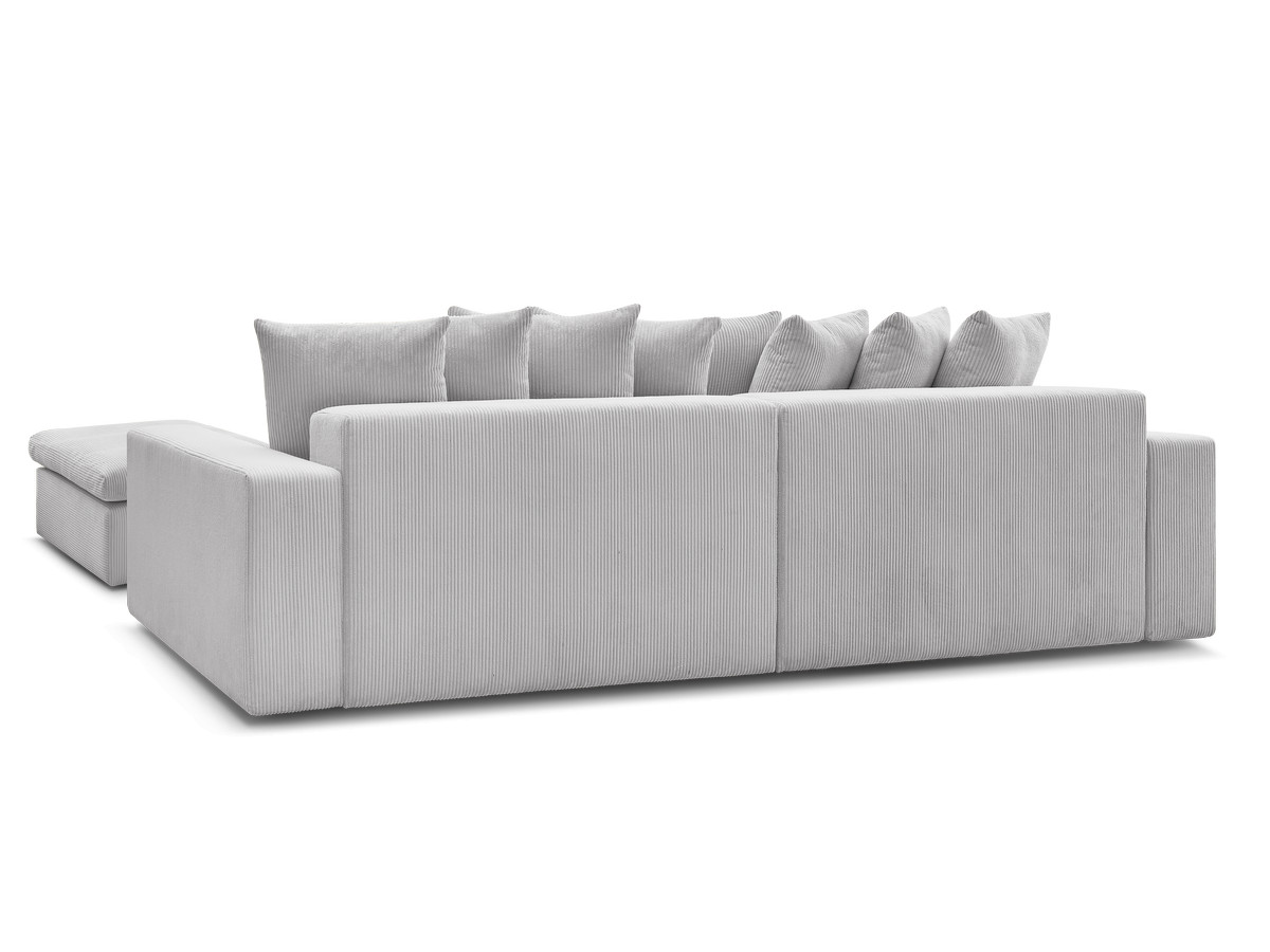 Canapé d'angle fixe ENORE velours côtelé avec pouf