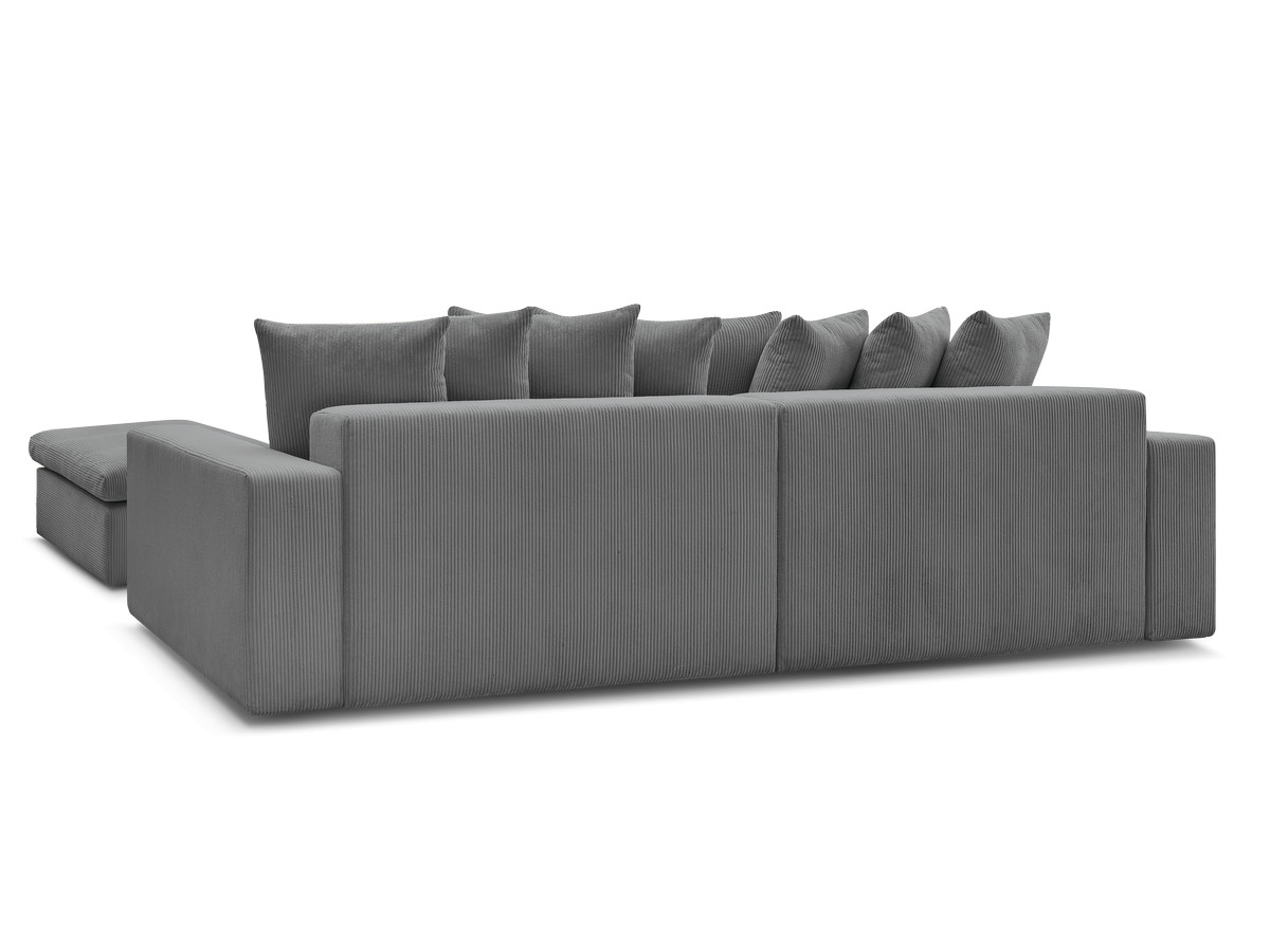 Canapé d'angle fixe ENORE velours côtelé avec pouf