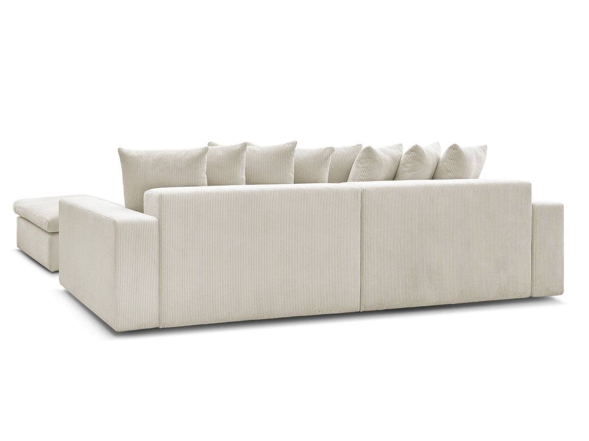 Canapé d'angle fixe ENORE velours côtelé avec pouf
