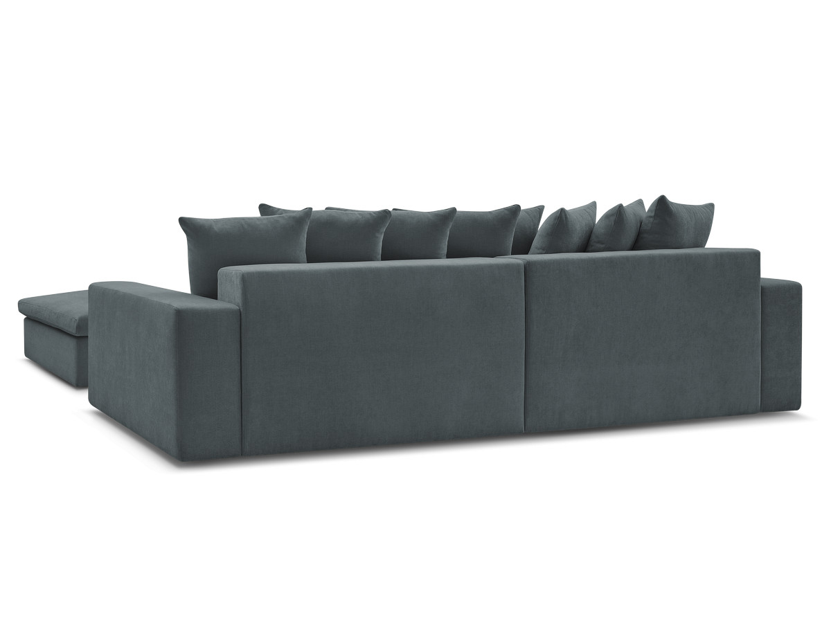 ENORE vaste hoekbank in gladde stof met voetenbank