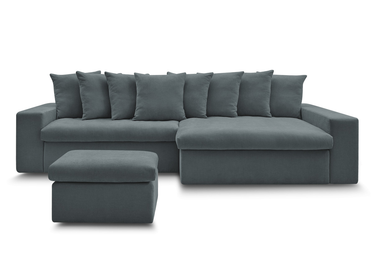 ENORE vaste hoekbank in gladde stof met voetenbank