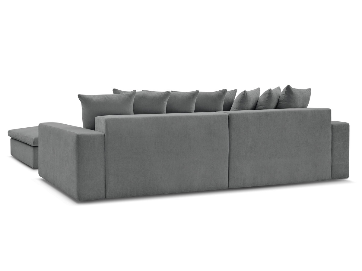 ENORE vaste hoekbank in gladde stof met voetenbank