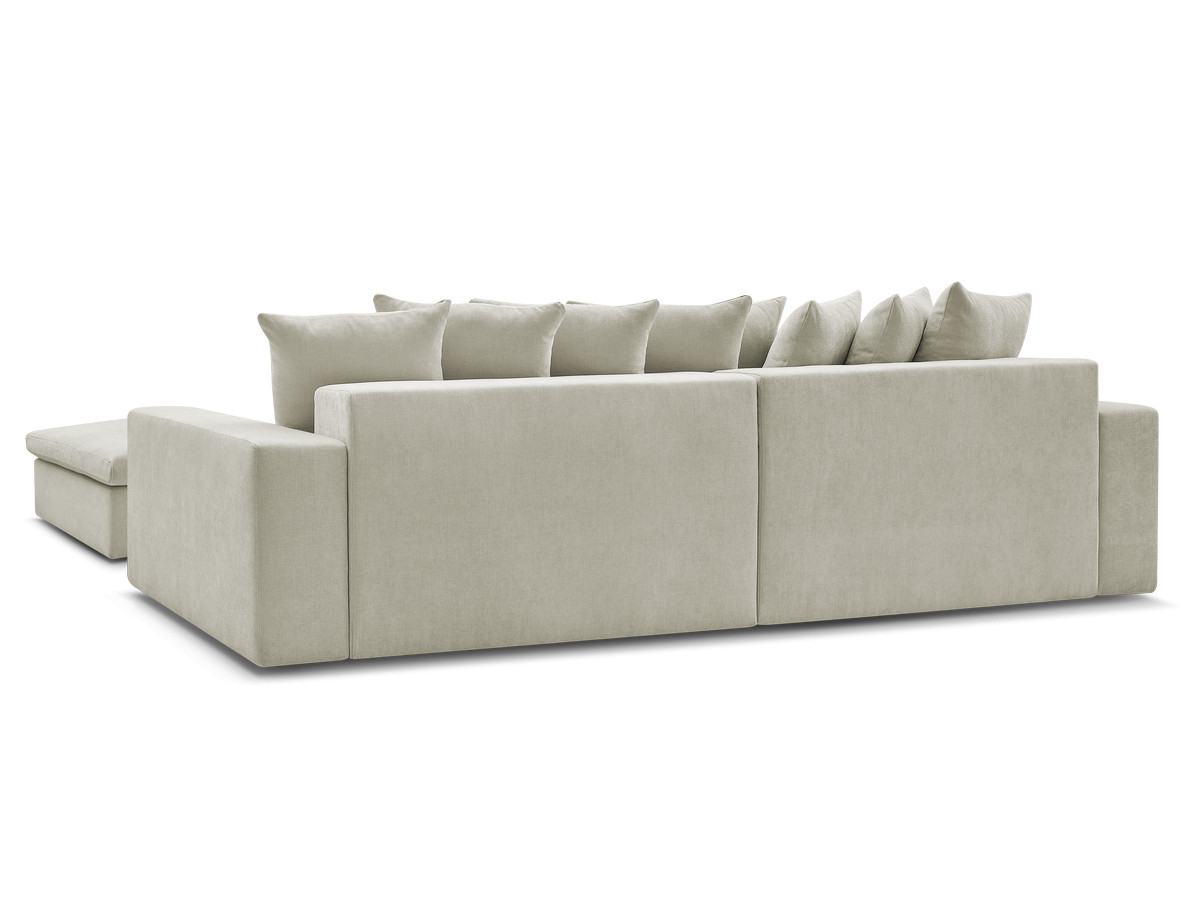 ENORE vaste hoekbank in gladde stof met voetenbank