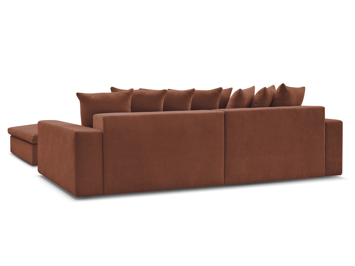 ENORE vaste hoekbank in gladde stof met voetenbank