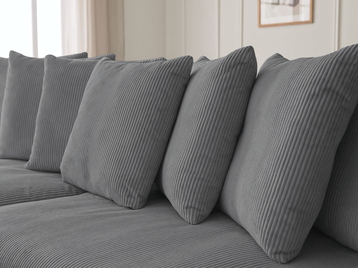 Canapé d'angle fixe ENORE velours côtelé avec pouf