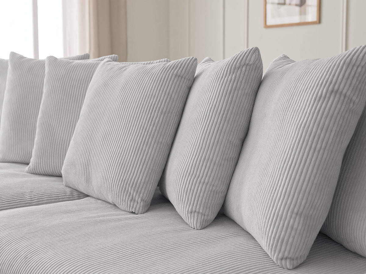 Canapé d'angle fixe ENORE velours côtelé avec pouf