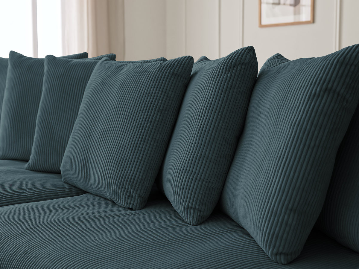 Canapé d'angle fixe ENORE velours côtelé avec pouf