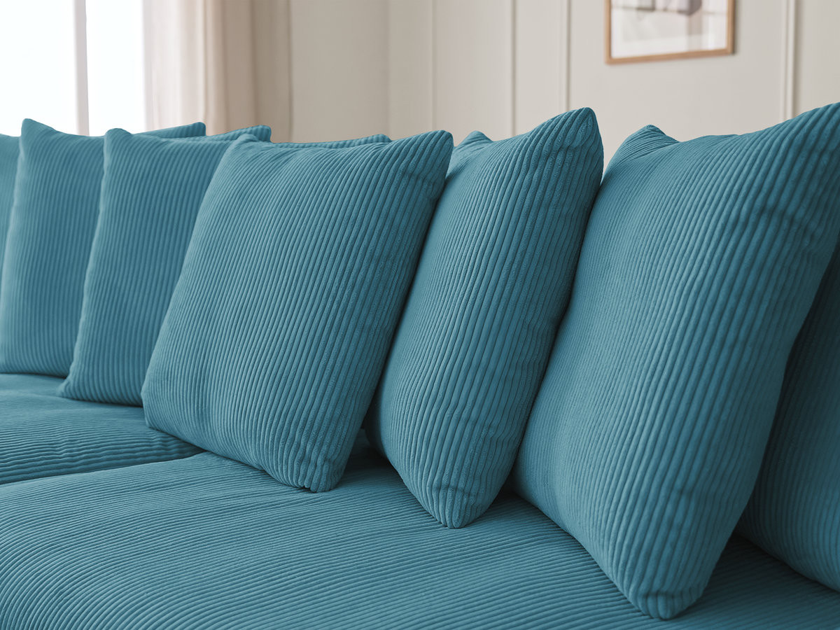 Canapé d'angle fixe ENORE velours côtelé avec pouf