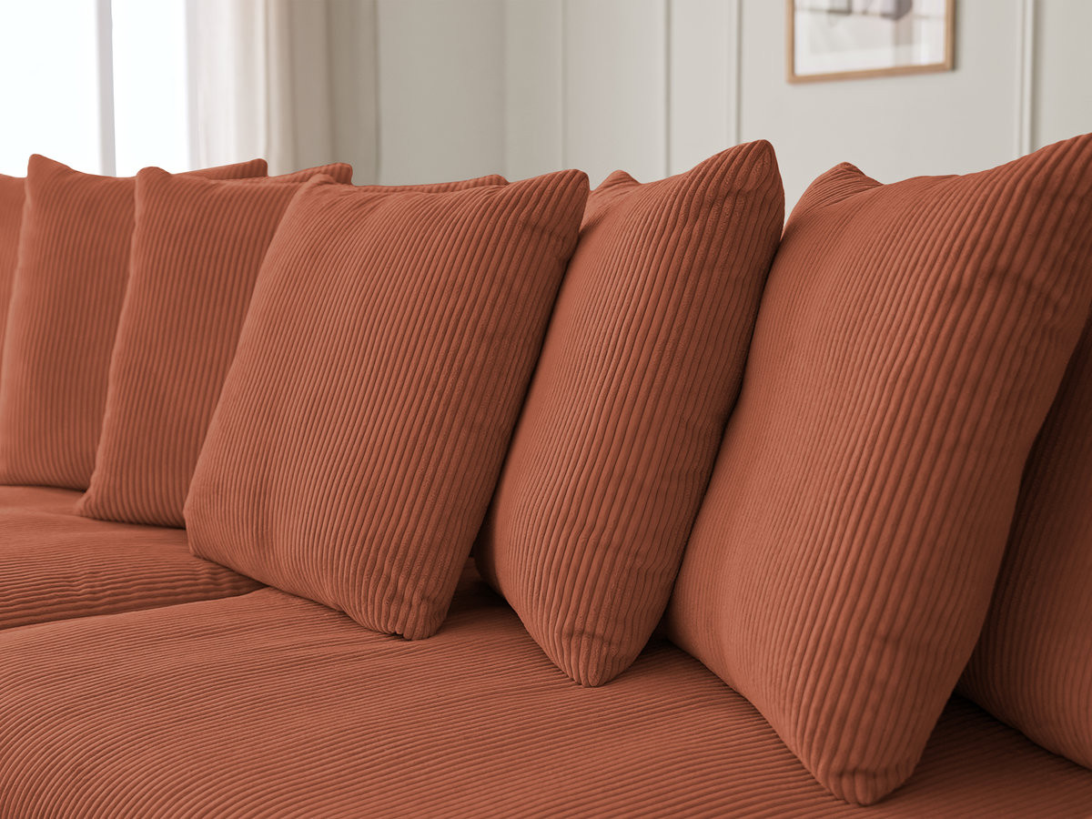 Canapé d'angle fixe ENORE velours côtelé avec pouf