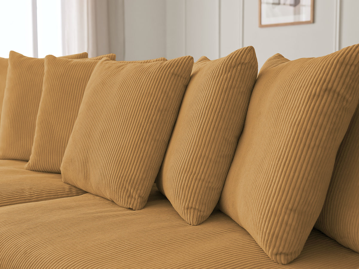 Canapé d'angle fixe ENORE velours côtelé avec pouf