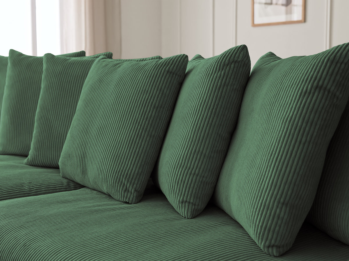 Canapé d'angle fixe ENORE velours côtelé avec pouf