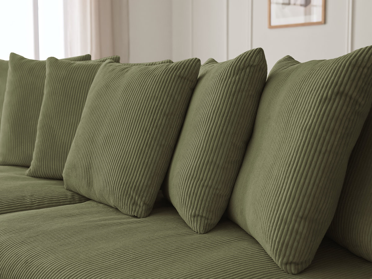 Canapé d'angle fixe ENORE velours côtelé avec pouf