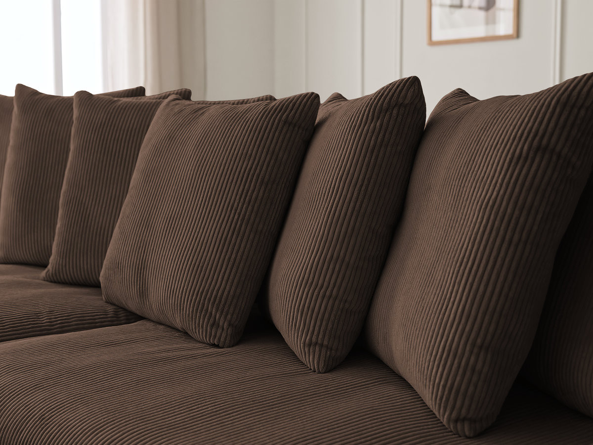 Canapé d'angle fixe ENORE velours côtelé avec pouf