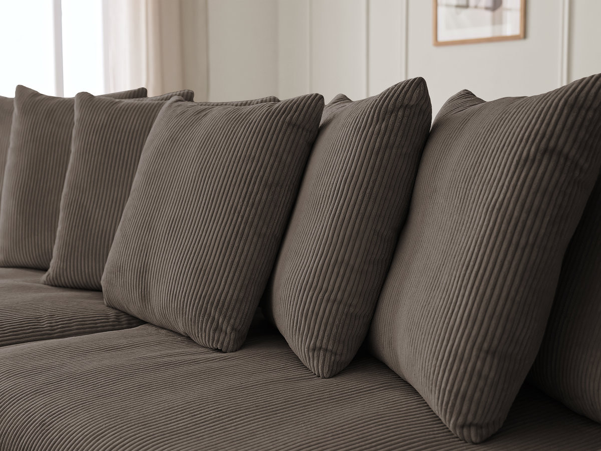 Canapé d'angle fixe ENORE velours côtelé avec pouf