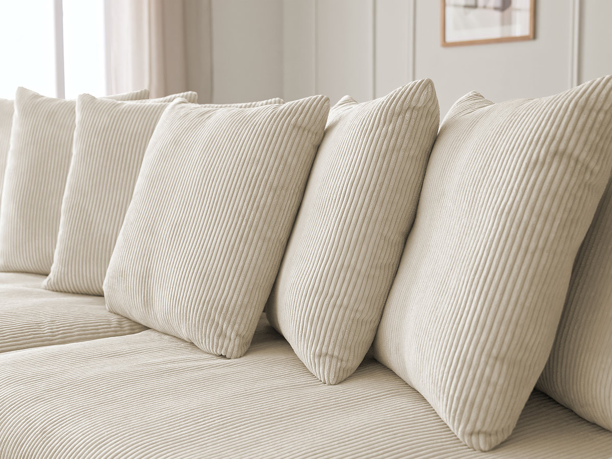 Canapé d'angle fixe ENORE velours côtelé avec pouf