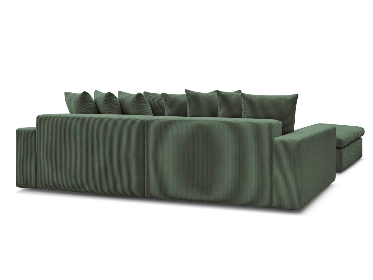 Canapé d'angle fixe ENORE velours côtelé avec pouf