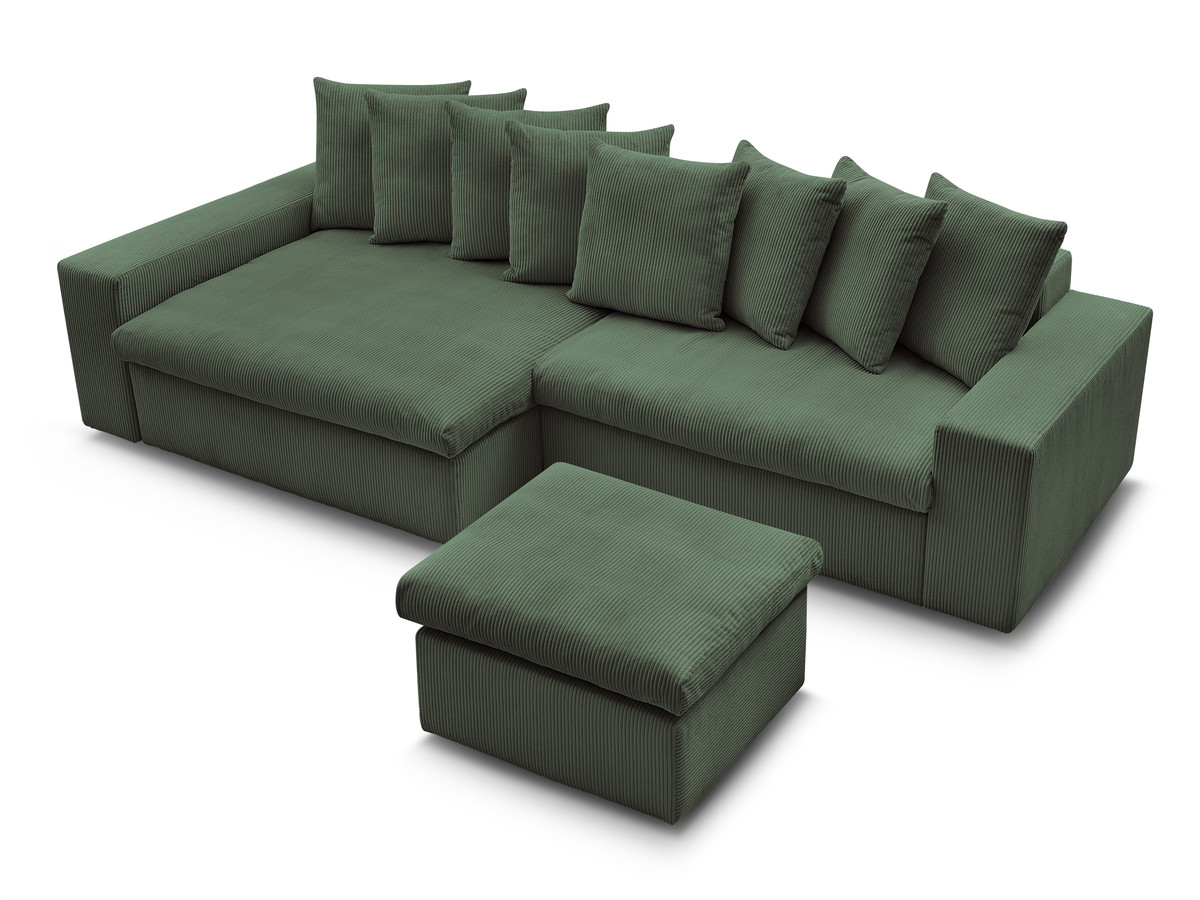 Canapé d'angle fixe ENORE velours côtelé avec pouf