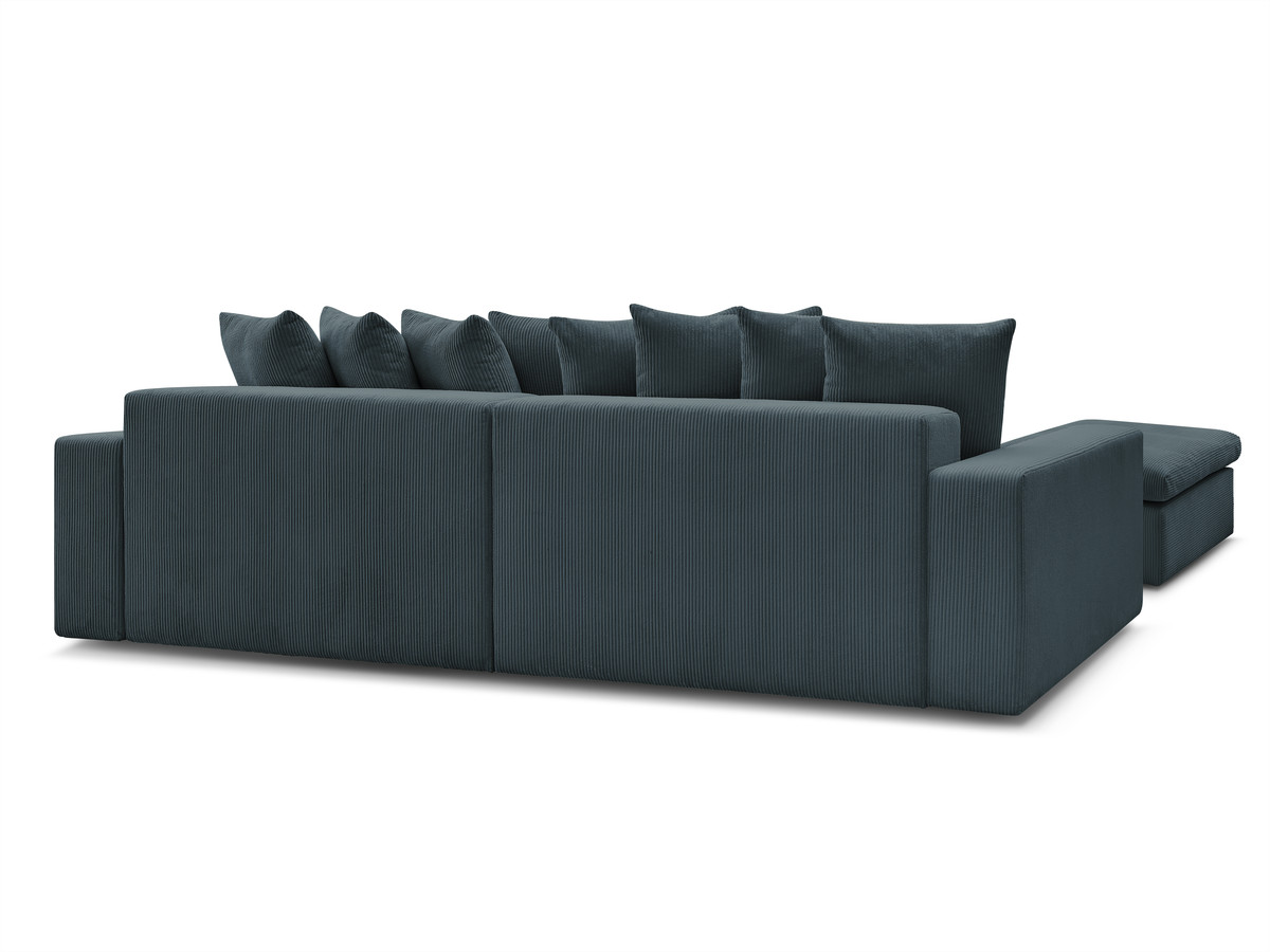 Canapé d'angle fixe ENORE velours côtelé avec pouf