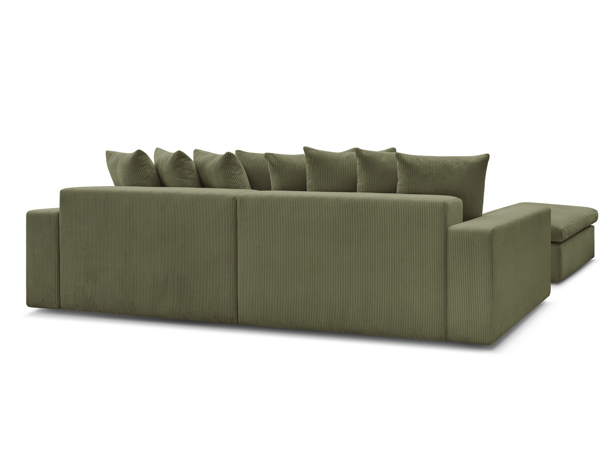 Canapé d'angle fixe ENORE velours côtelé avec pouf