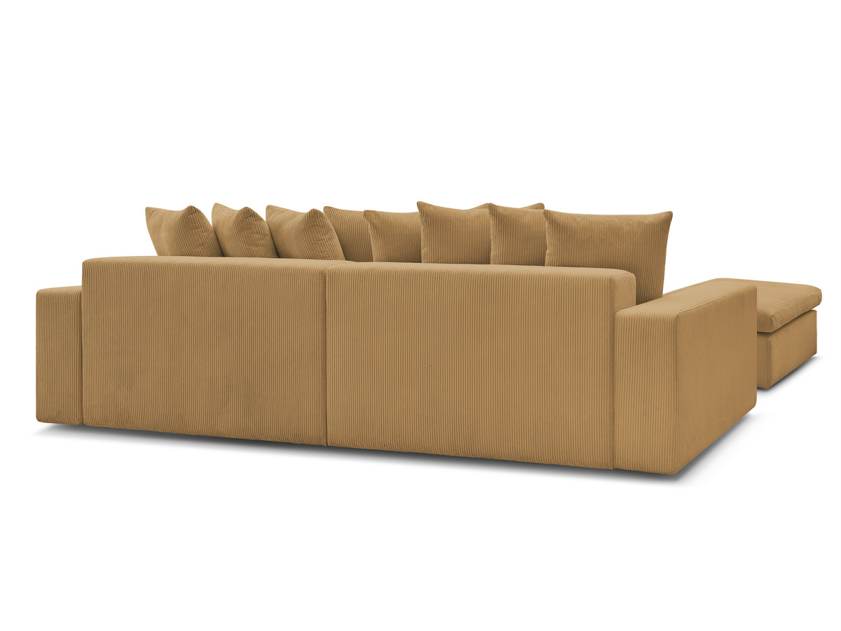 Canapé d'angle fixe ENORE velours côtelé avec pouf