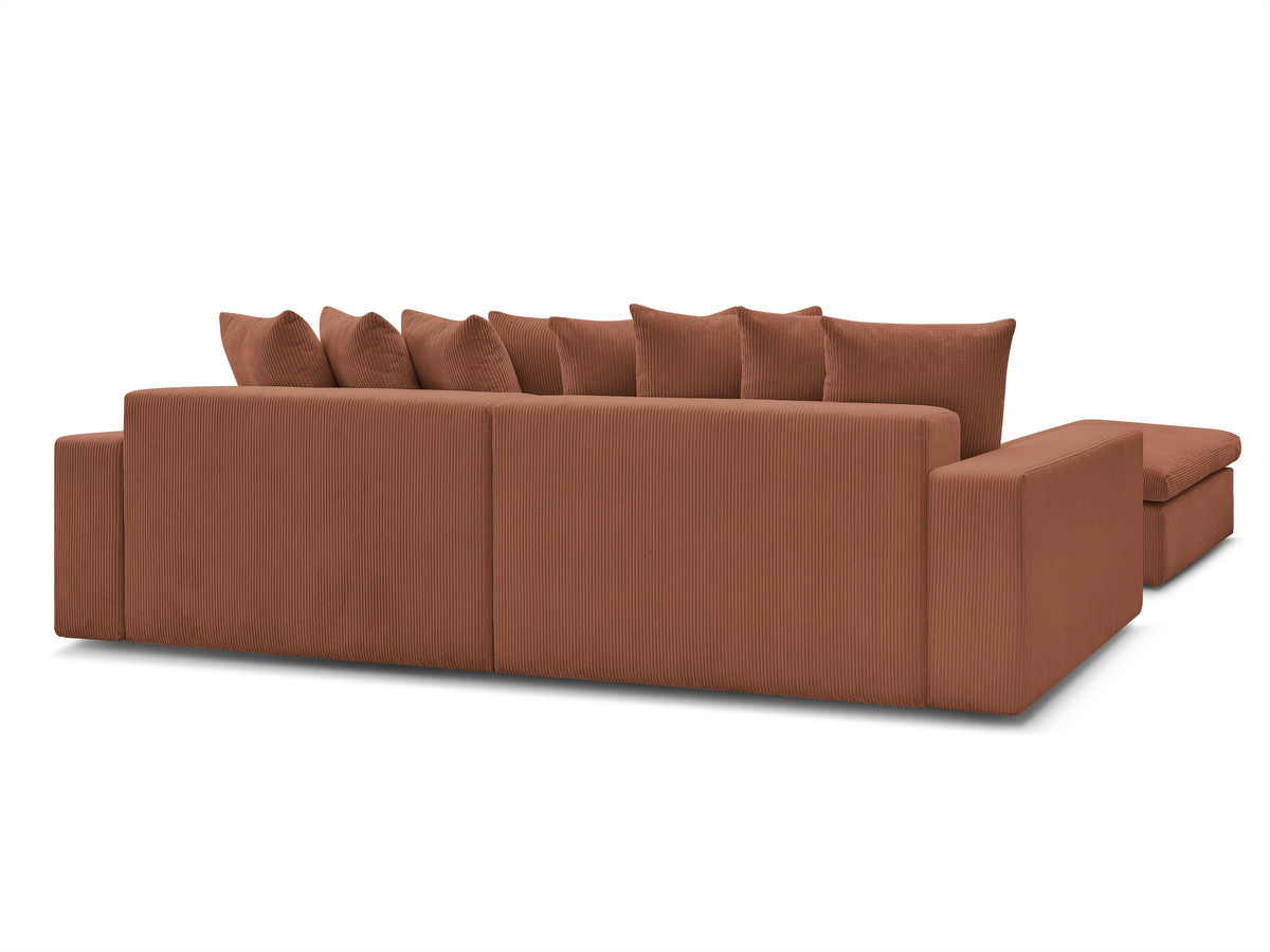 Canapé d'angle fixe ENORE velours côtelé avec pouf