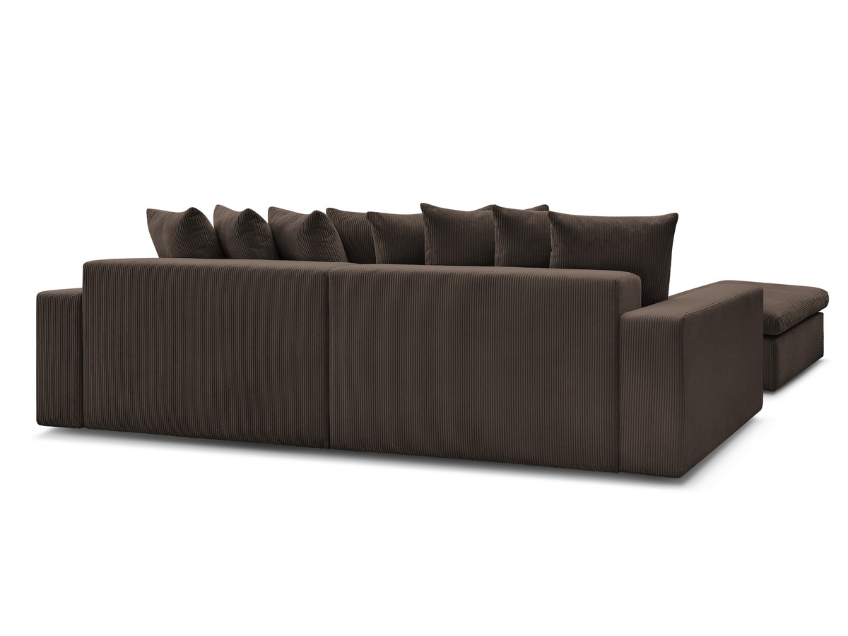 Canapé d'angle fixe ENORE velours côtelé avec pouf