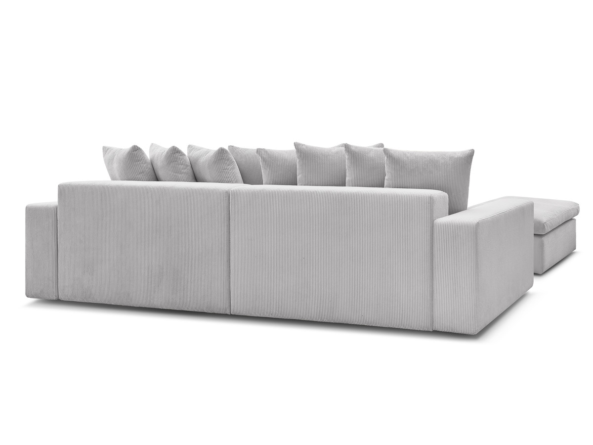 Canapé d'angle fixe ENORE velours côtelé avec pouf
