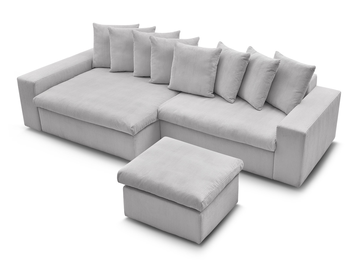 Canapé d'angle fixe ENORE velours côtelé avec pouf