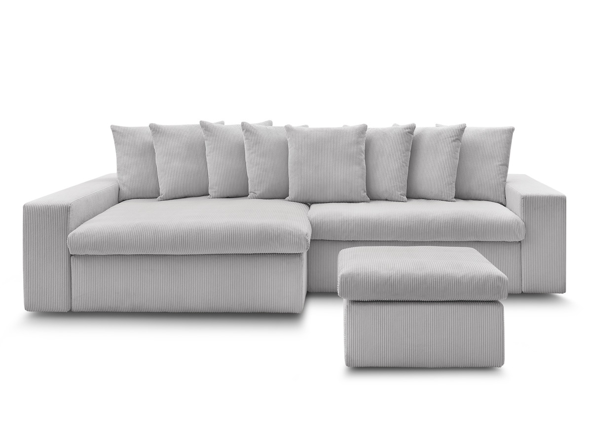 Canapé d'angle fixe ENORE velours côtelé avec pouf