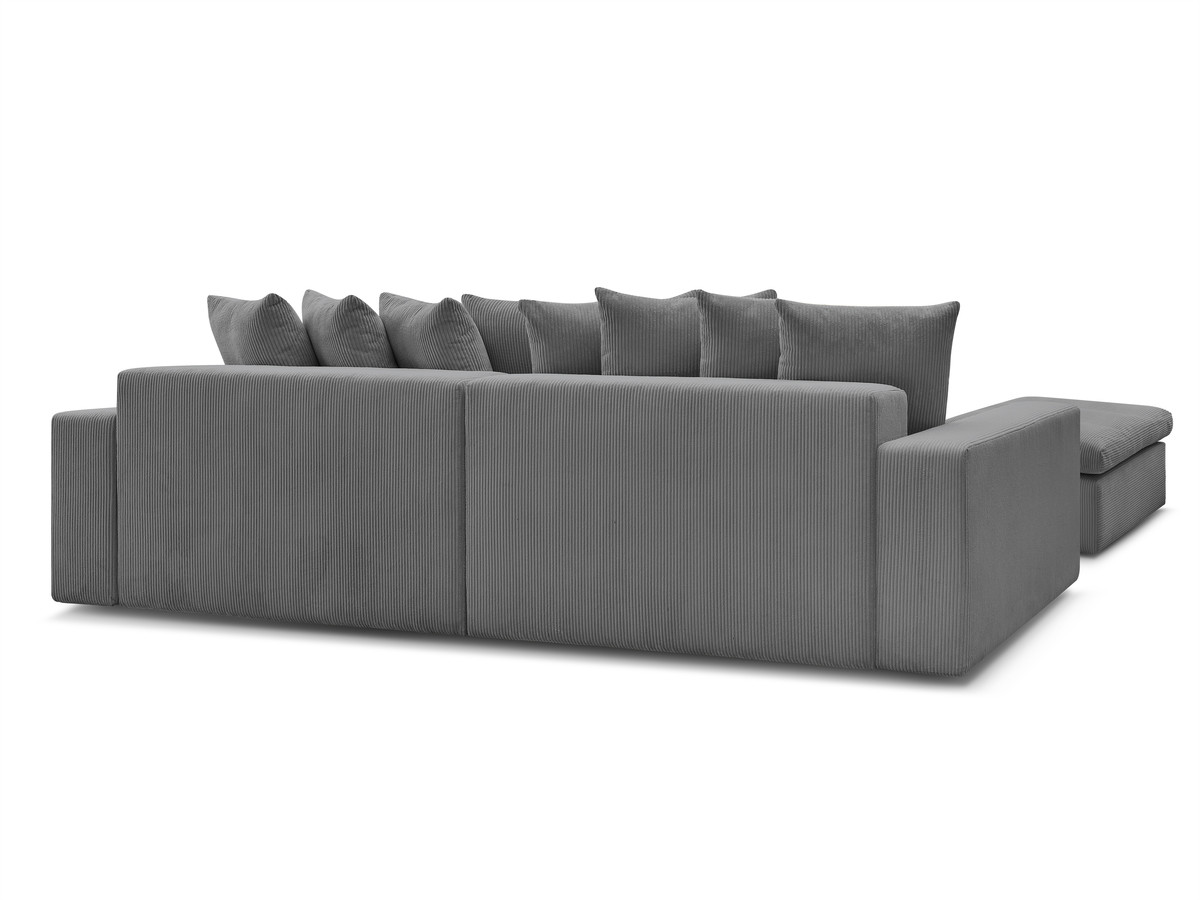 Canapé d'angle fixe ENORE velours côtelé avec pouf